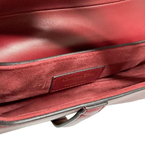 Christian Dior Handbag Saddle Bag Red Leather Gold Hw - Picture 10 of 15